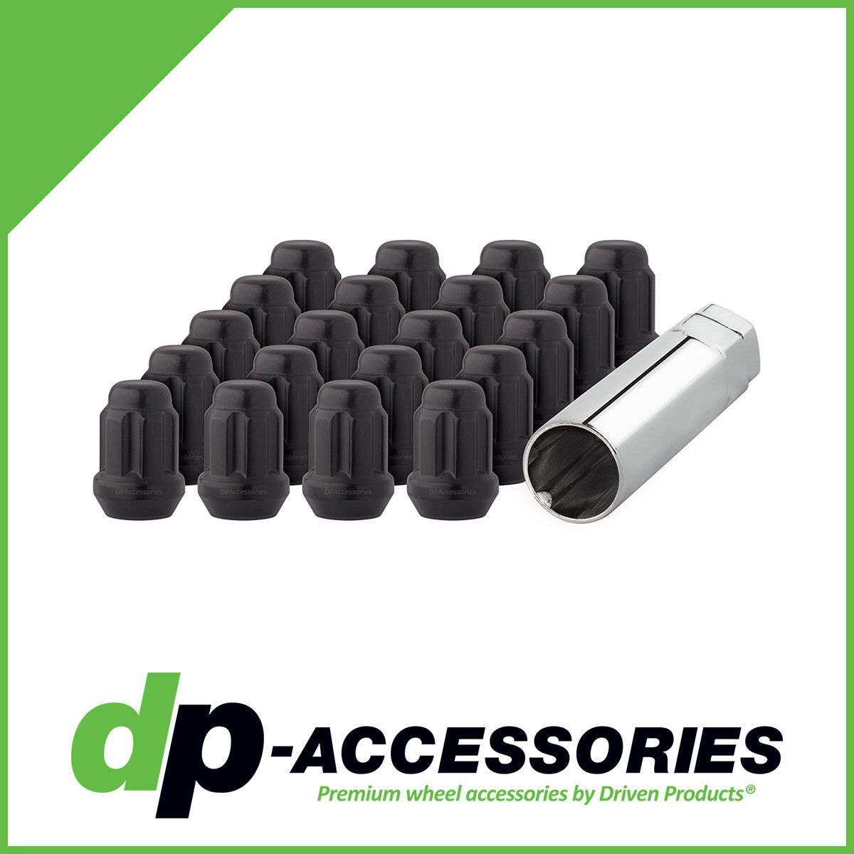Black Spline Duplex Lug Nuts M14x1.5 Closed End for Aftermarket Wheels – 20 Pack