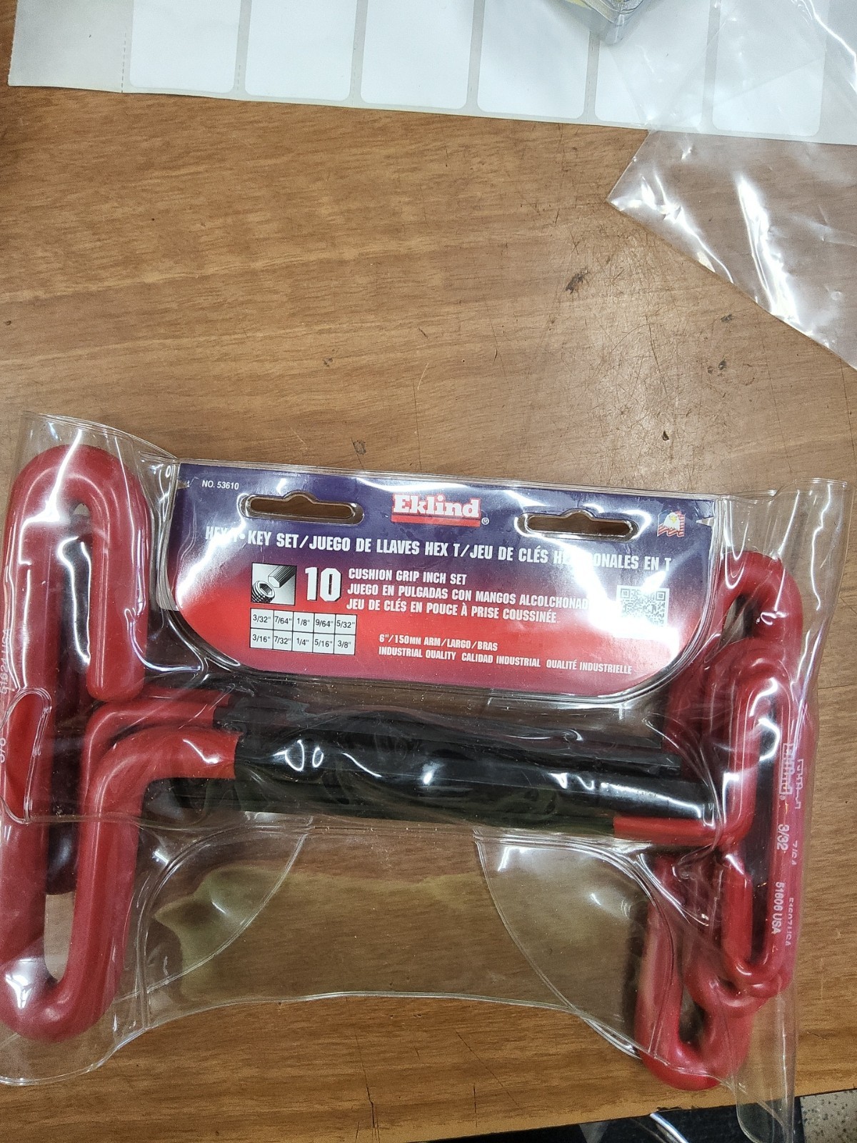 Eklind 10 Pc SAE T-Handle Hex Allen Wrench Set Cushion Grip #53610. FreeShip48