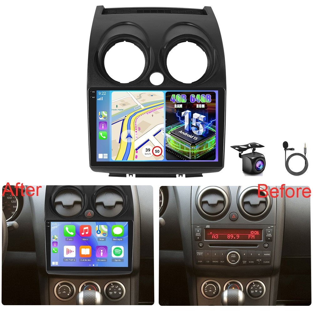 4+64GB Android 15 Apple CarPlay For Nissan Rogue 2008-2013 Car Stereo Radio GPS