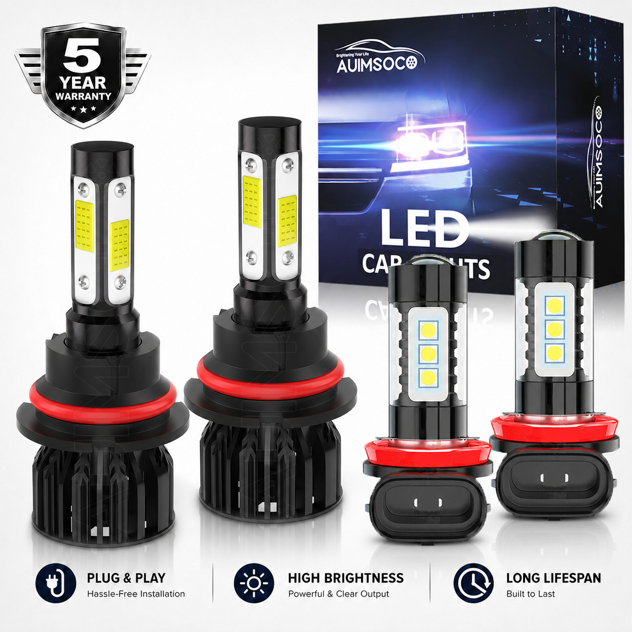 For Pontiac Pursuit 2005-2006 6500K LED Headlight High Low Fog Light Bulbs Kit