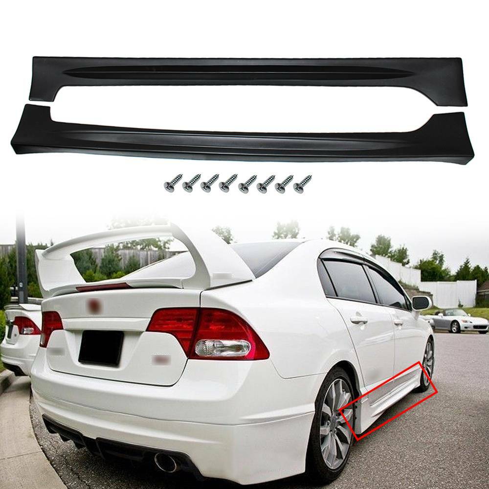 Fits 06-11 Honda Civic Sedan 4door 4DR Mugen RR Style Side Skirts Unpainted – PP
