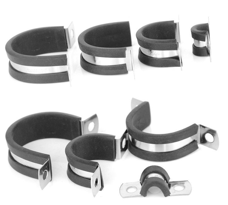 Rubber Lined U Shape Stainless Steel Hose Pipe Clips Clamp Cable Manage – 14Size
