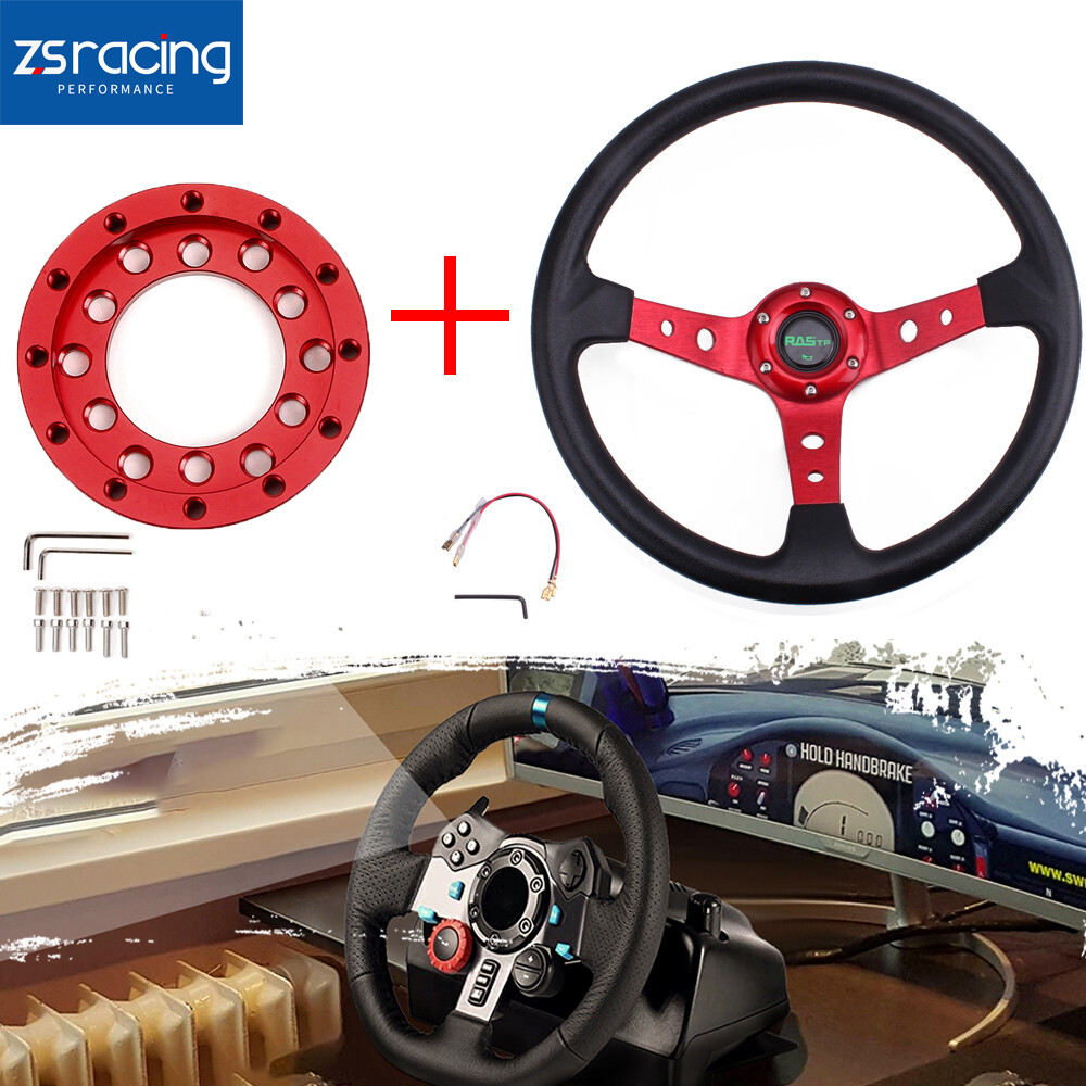 14″ Steering Wheel+For Logitech G27/G29/G920/G923 Steering Wheel Adapter Plate