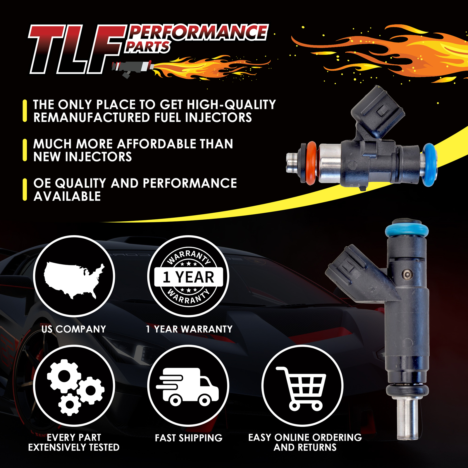 (8) 46lbs, High Performance Fuel Injectors fit 1999-2002 Mercruiser 454 MAG MPI