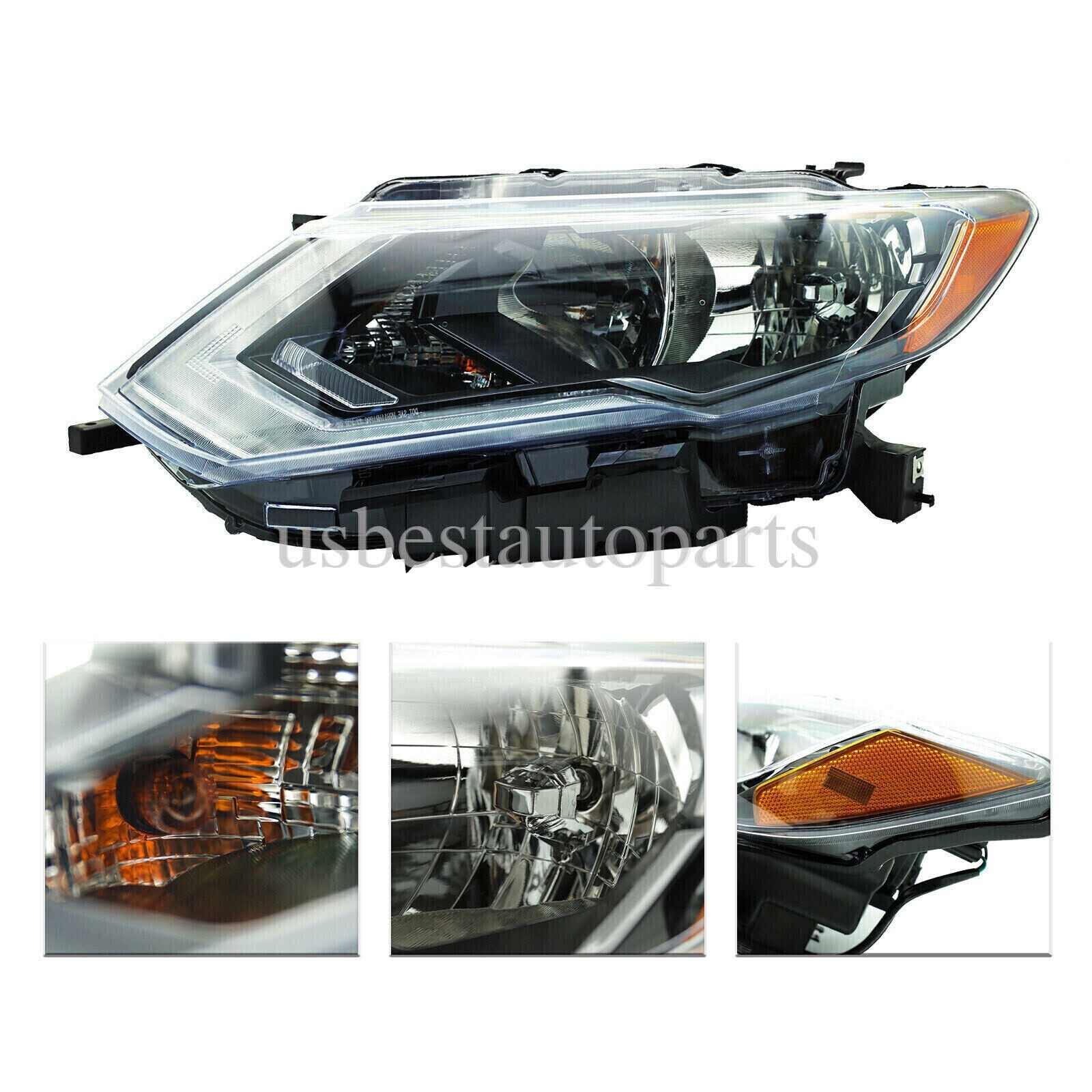 For 2017-2019 Nissan Rogue Drive Left Halogen Headlight Headlamp W/LED DRL