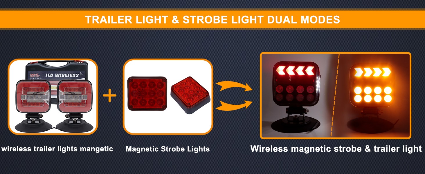 Wireless Magnetic Trailer Lights Kit for Trucks, Boats, RVs – IP67 Waterproof