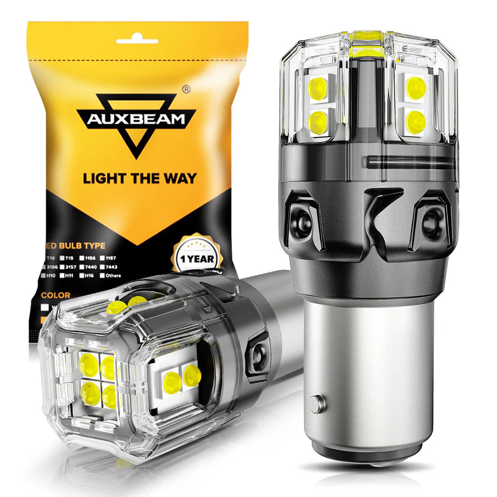 AUXBEAM White/Amber/Red 1157 LED Turn Signal Parking Light Bulbs Free Return 2x