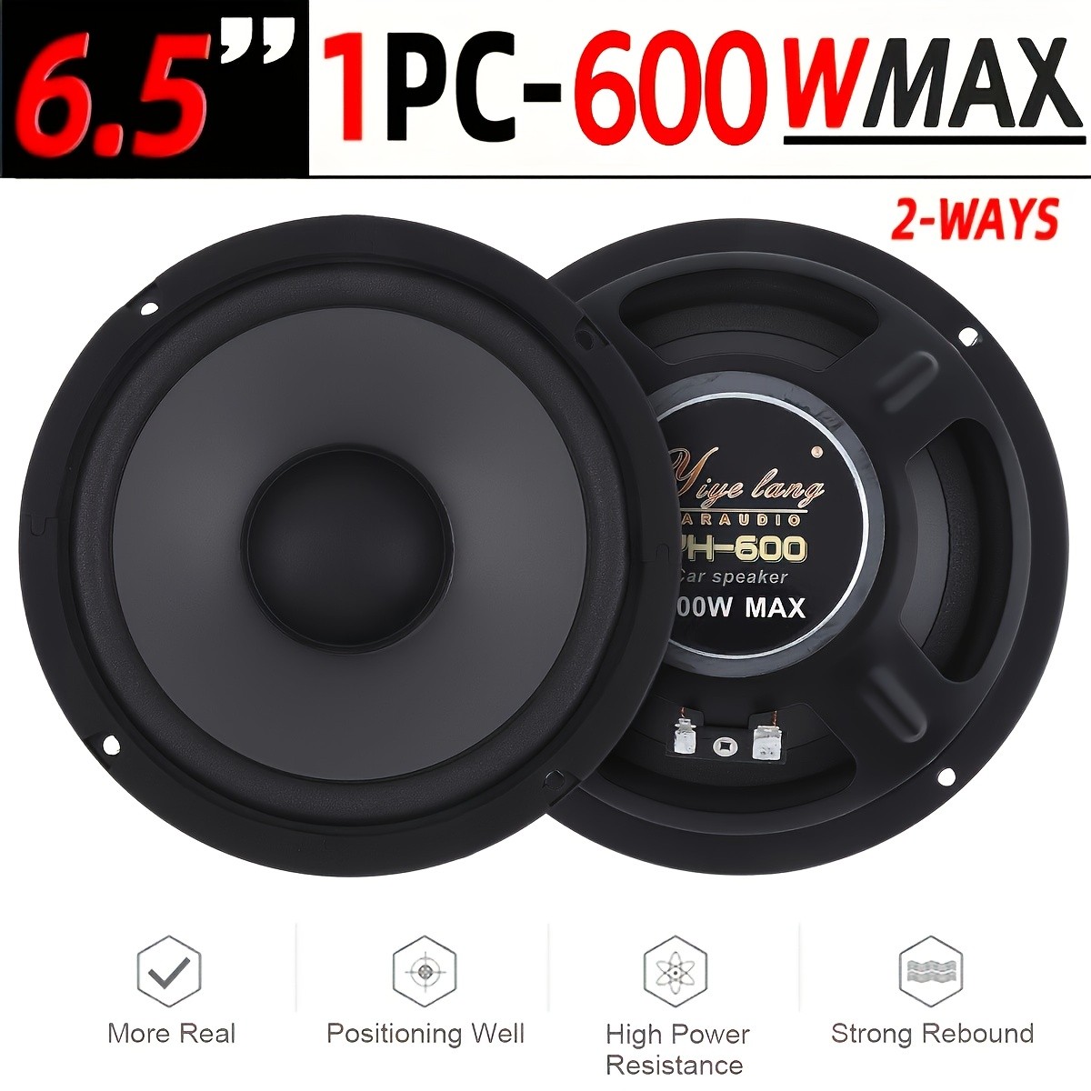 6.5” 2-Way Car Coaxial Audio Speakers Door Loudspeakers HiFi Stereo 50W RMS 4Ω