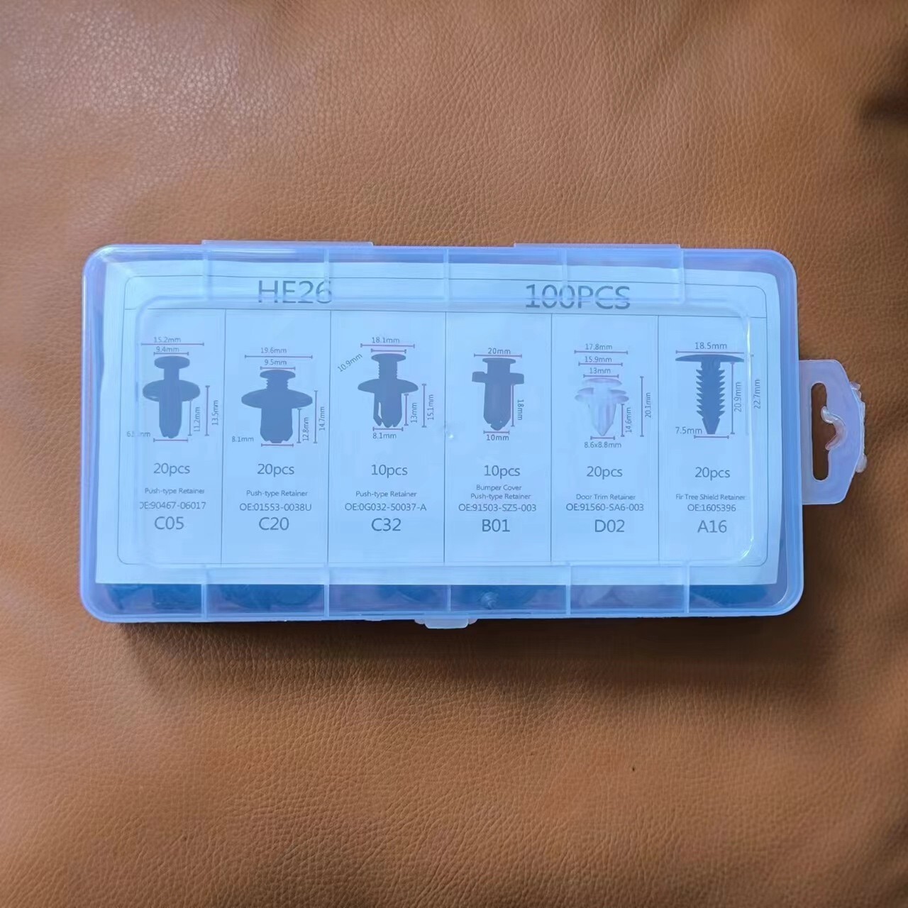Car Fixer Plastic Fasteners Kit Push Type Rivets Assortment Clip Set For 100PCS