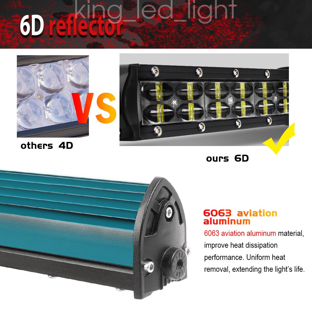 52” 1200W LED Light Bar + 22”+ 4″ Pods Combo Kit for Jeep Wrangler JK TJ CJ JL