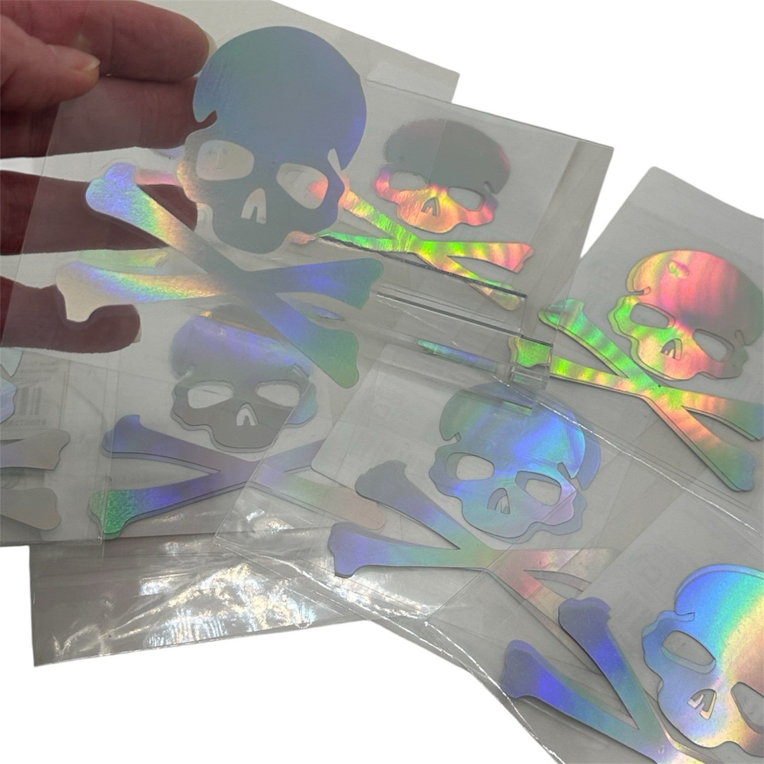 Holographic Laser Reflective SKULL CROSSBONES SKELETON 3.15” Vinyl Decal Sticker