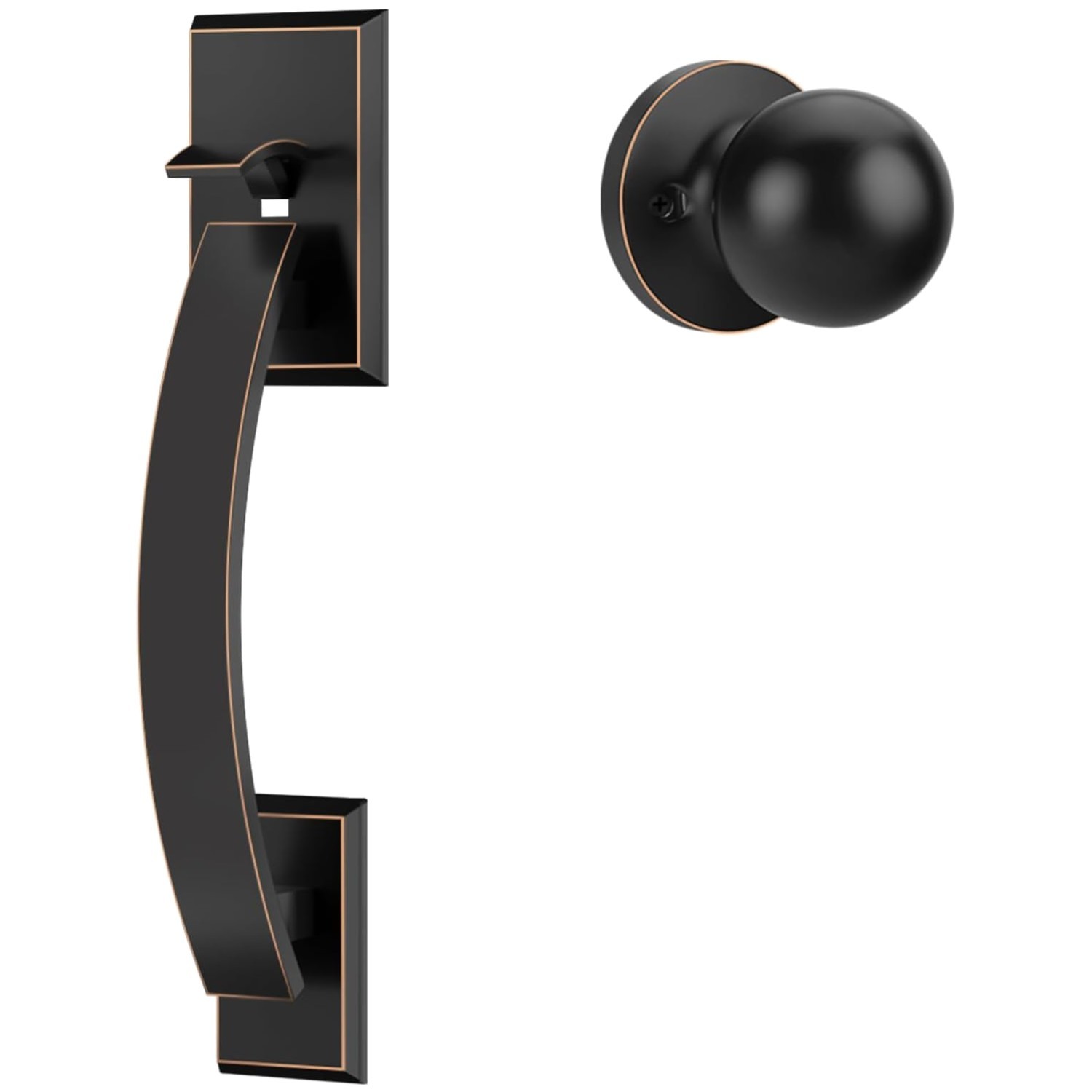 Modern Oil Rubbed Bronze Front Door Handle – Zinc Knob, Adjustable Latch, 11″ L
