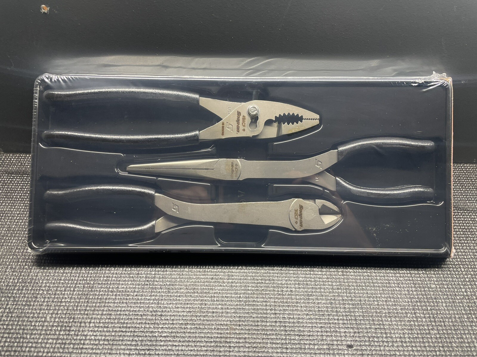 Snap On Tools NEW 3Pc Pliers Set (BLACK) PL330ACFBK (49ACFBK, 911ACFBK, 312CFBK)