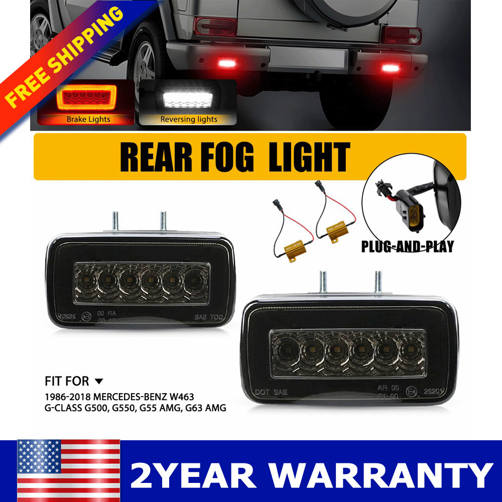 For 1986-18 Mercedes G Class W463 Smoked Lens LED Rear Bumper Reverse Fog Lights