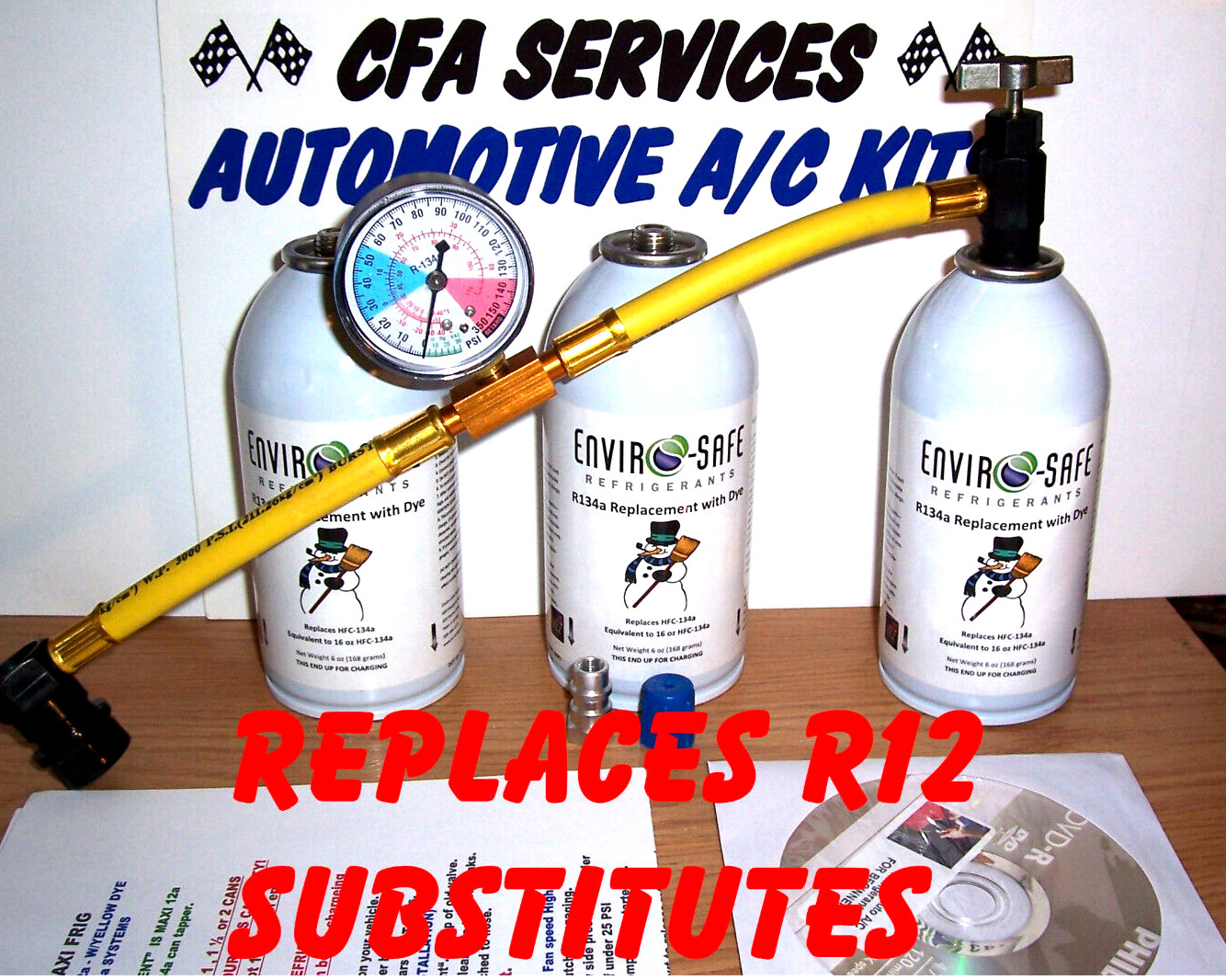 1995-OLDER A/C RECHARGE KIT / ENVIROSAFE REPLACEMENT REFRIGERANT / FITS R12 CARS