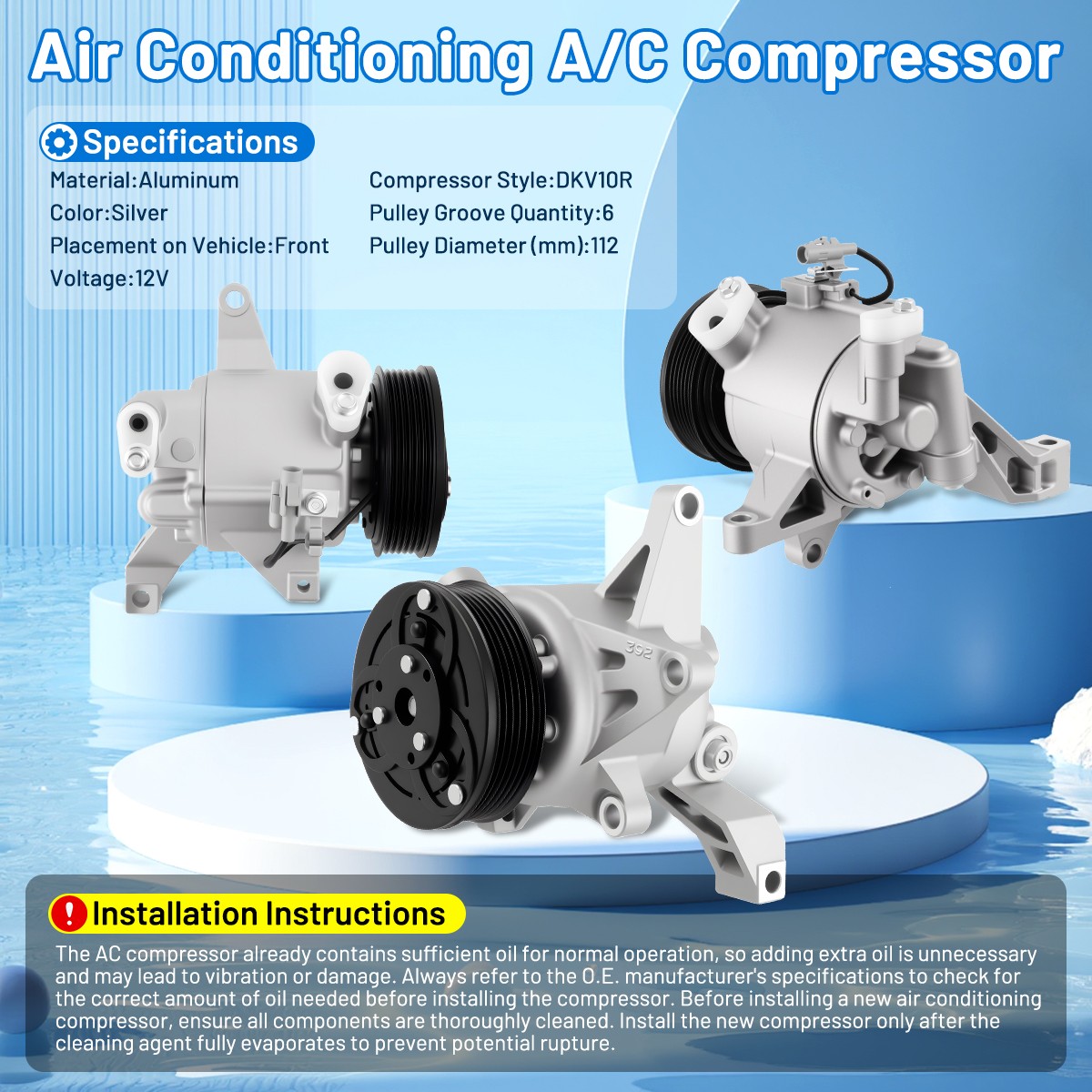 AC Air Compressor for Subaru Forester Impreza XV Crosstrek 2012-2018 CO 29103Z