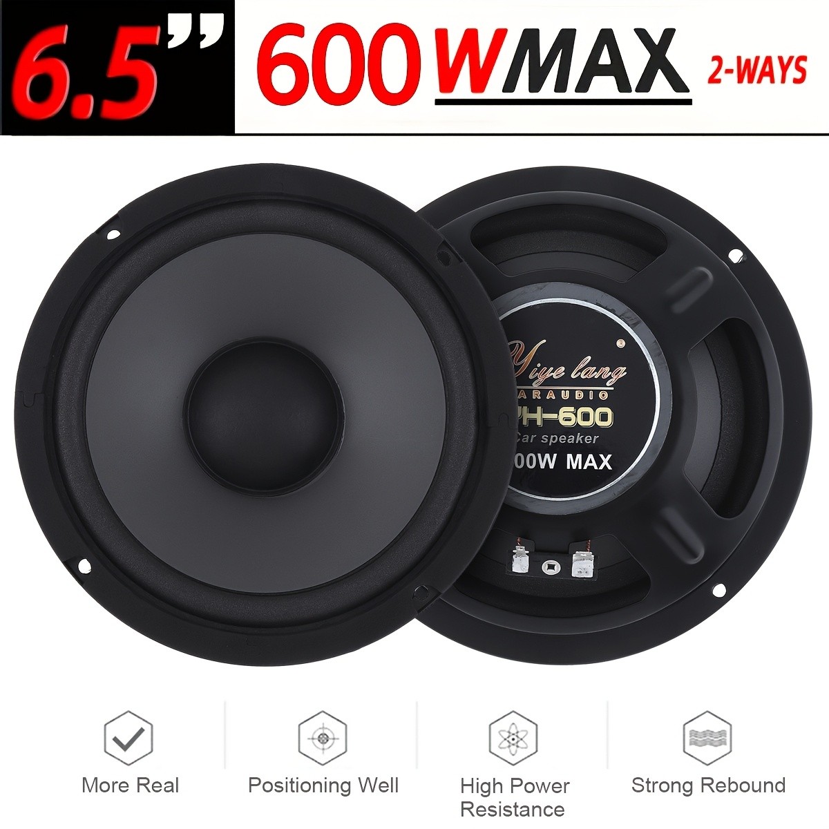 6.5” 2-Way Car Coaxial Audio Speakers Door Loudspeakers HiFi Stereo 50W RMS 4Ω
