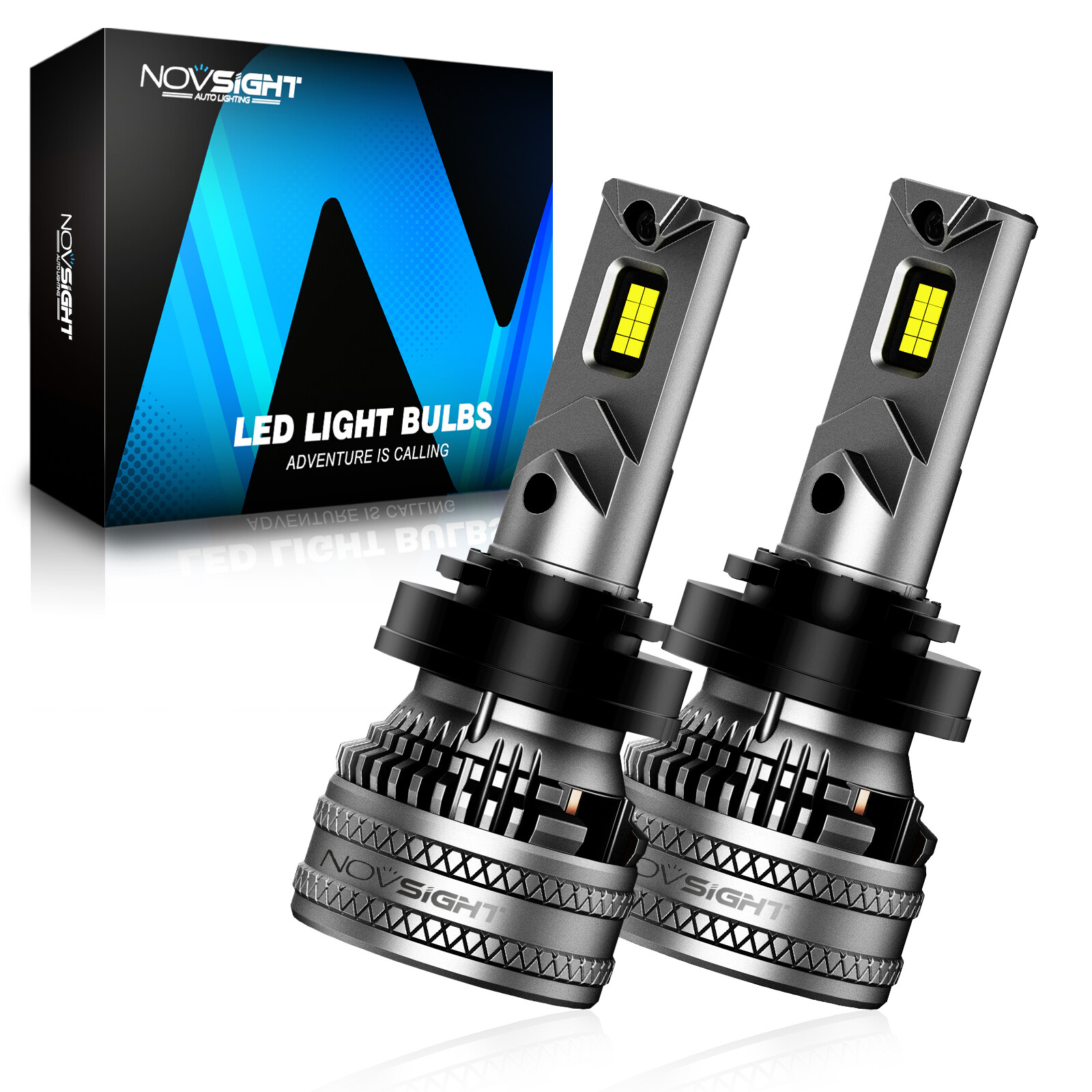 NOVSIGHT Pair H11 LED Headlight Bulbs High Low Beam 6500K 45000LM 200W White