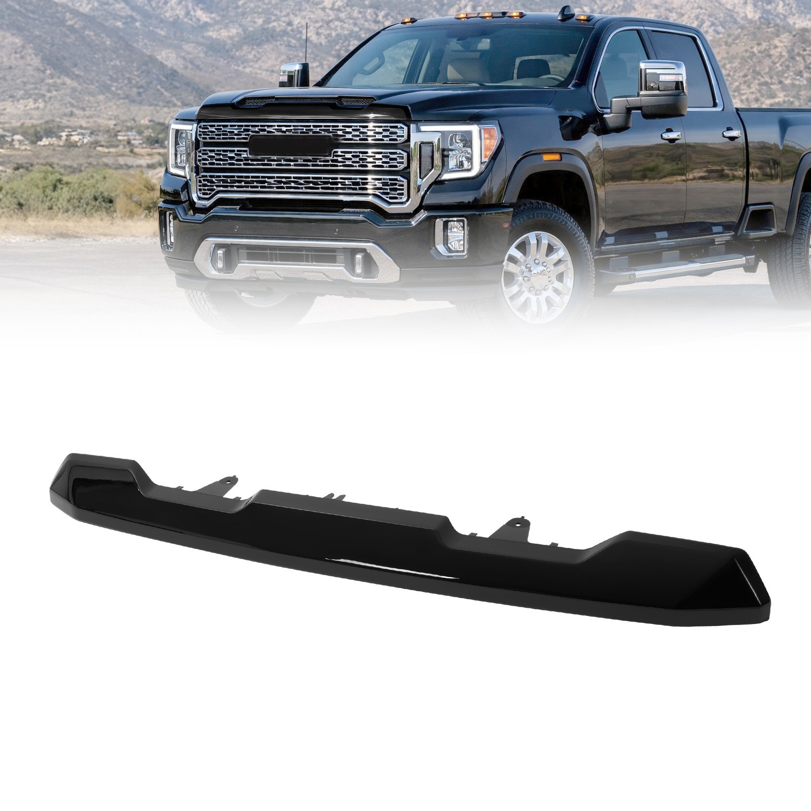 Front Hood Molding Trim Gloss Black ABS For 2020-2023 GMC Sierra 2500 HD 3500 HD