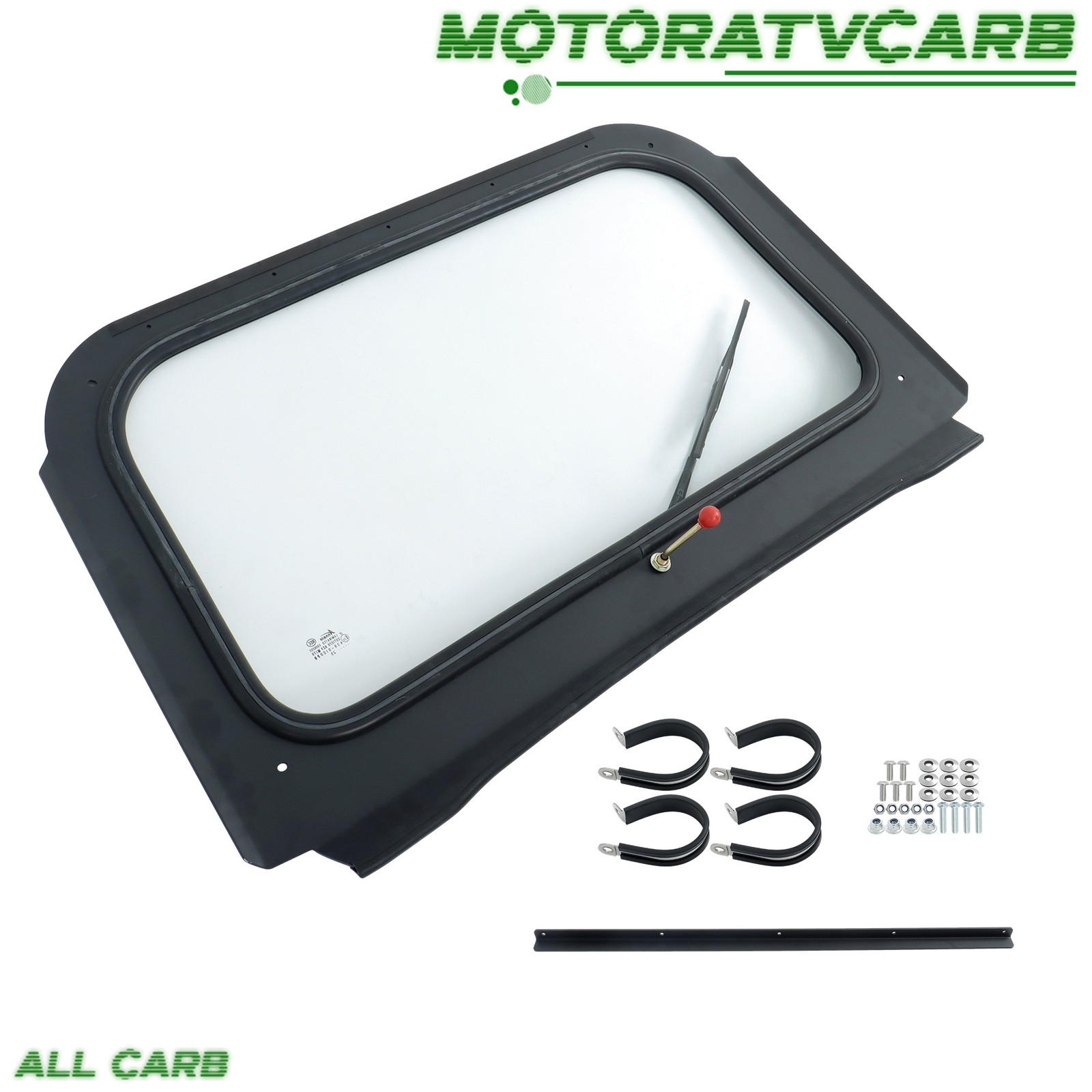 ALL-CARB Full Glass Windshield w/ Wiper For Polaris RZR 570, 800, XP 900 08-2014