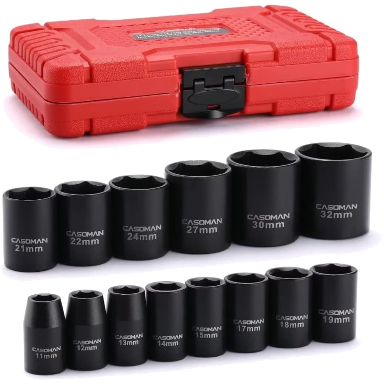 14 Pieces 1/2-Inch Drive Shallow Impact Socket Set, Metric, 6-Point, 11mm to …