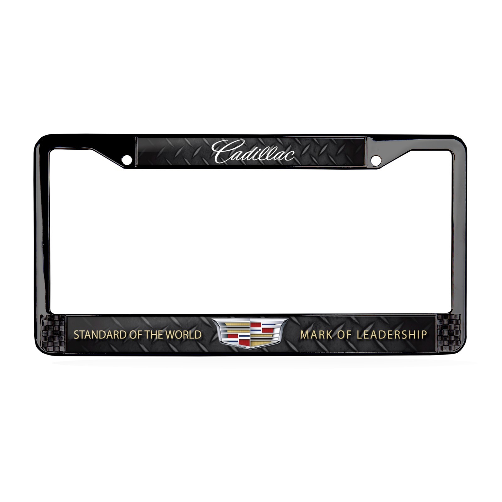 Cadillac 3D Polyurethane Domed Black License Plate Frame for Car-Truck-SUV
