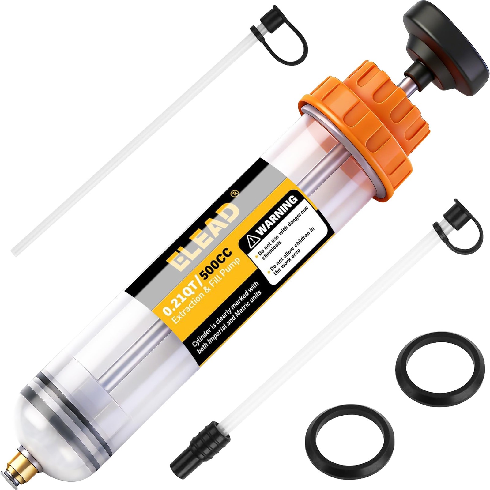 ELEAD 500cc Oil Fluid Extractor Pump, Multi-Purpose 500CC, yellow