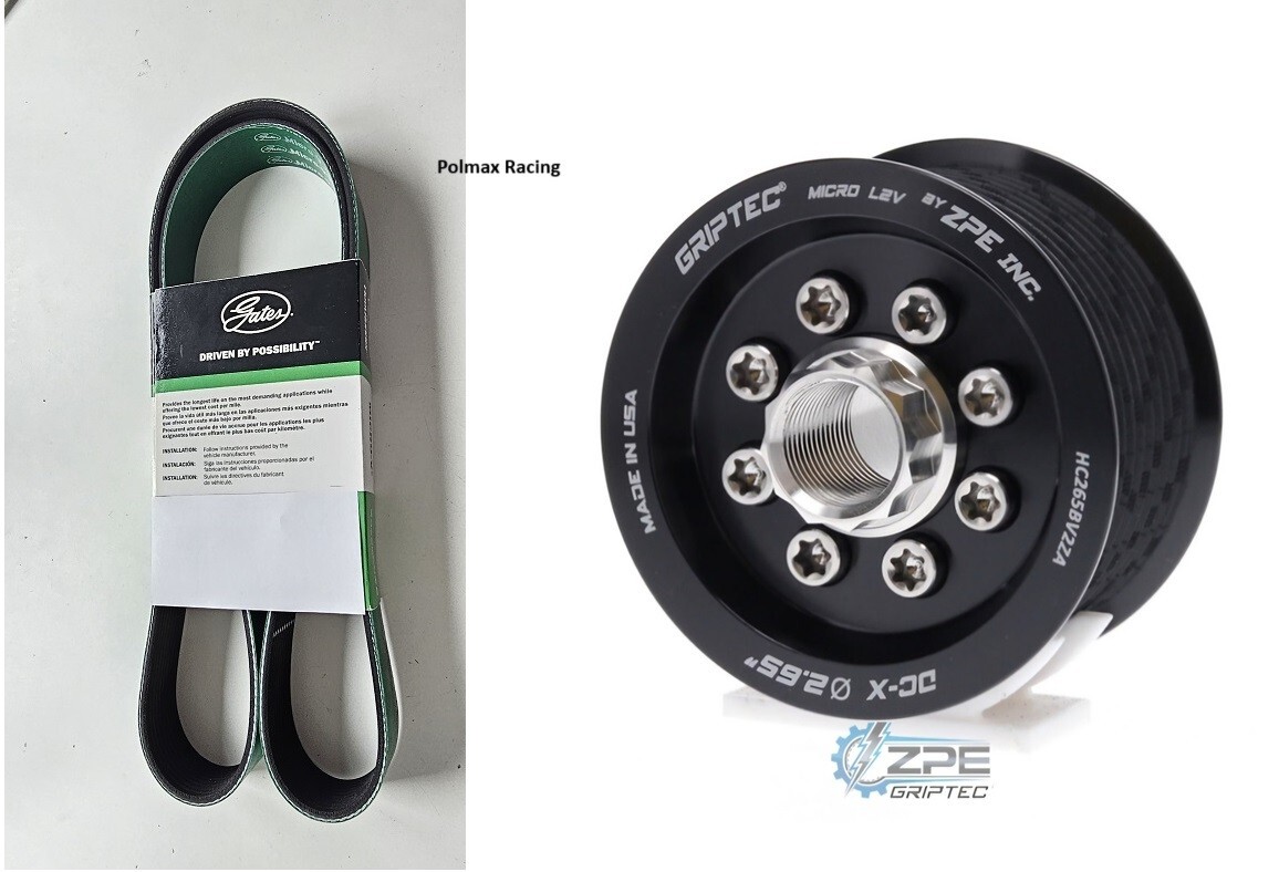 ZPE Griptec 2.65 supercharger pulley hub , Gates HD belt 2015-23 Charger Hellcat