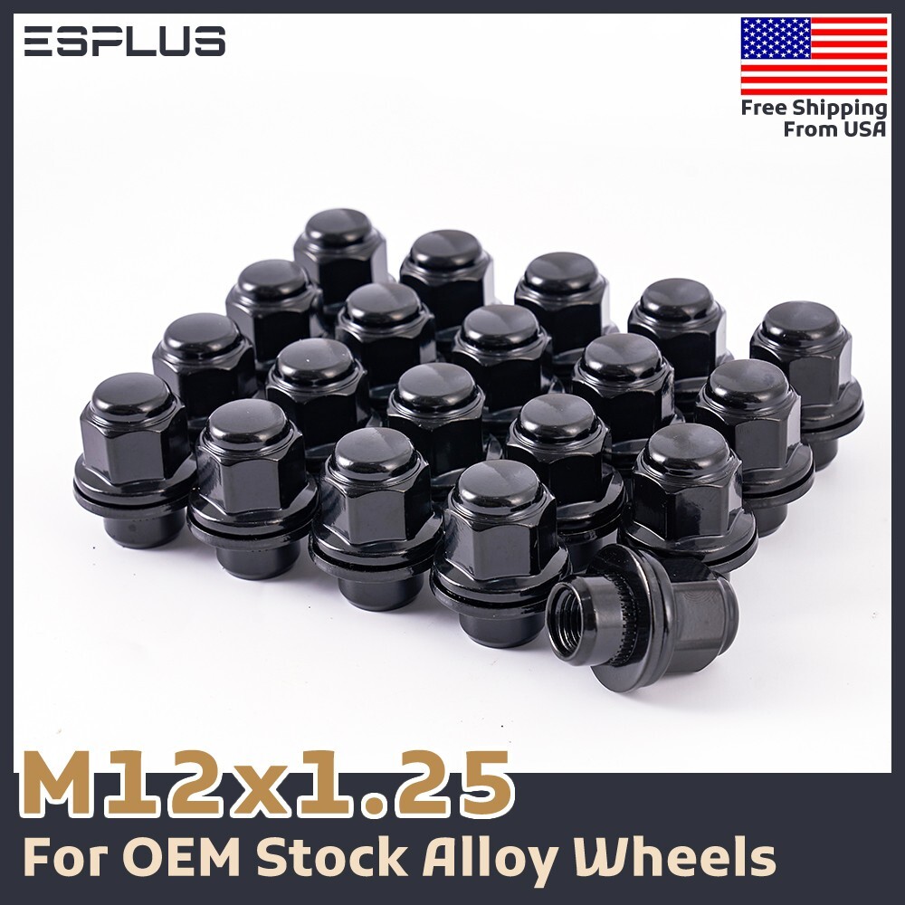 [24] Black Nissan/INFINITI OEM Factory Style M12X1.25 Mag/Flat Seat Lug Nuts