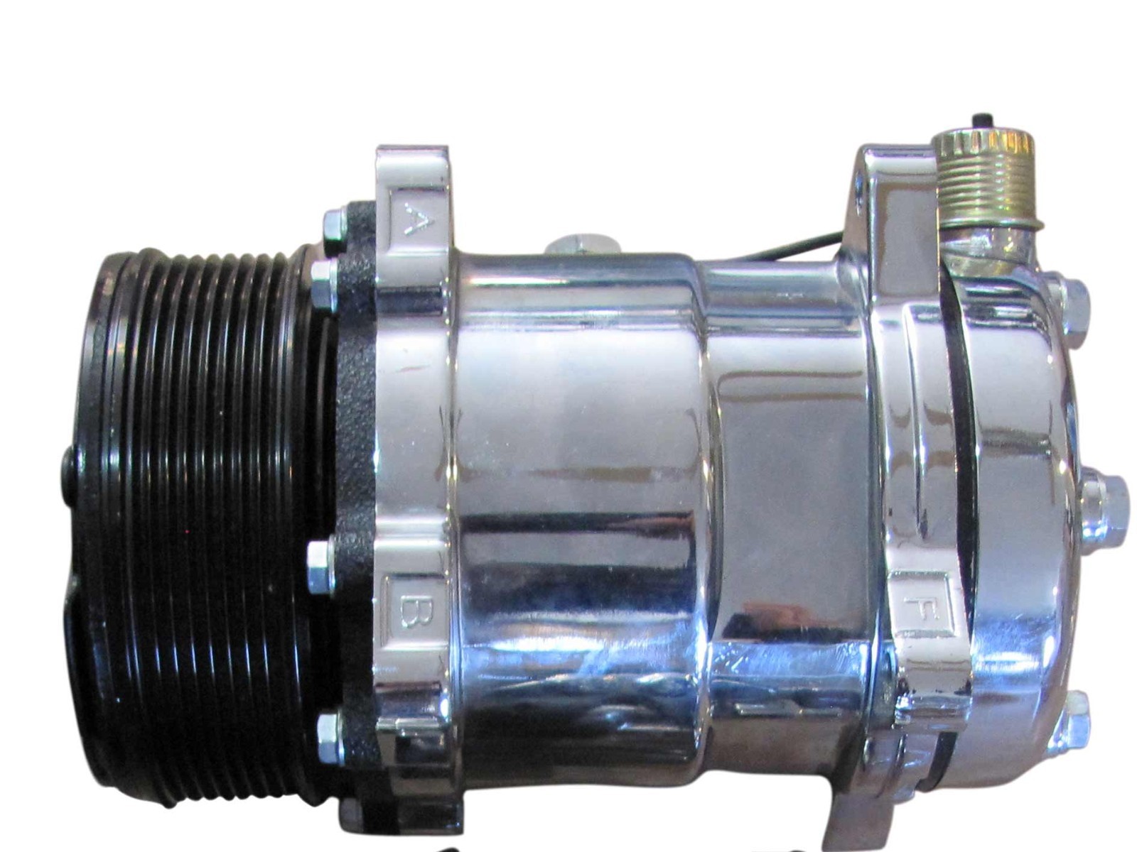 Chrome Plated Sanden 508 Style AC Compressor 8 Rib Pulley Beast Serpentine