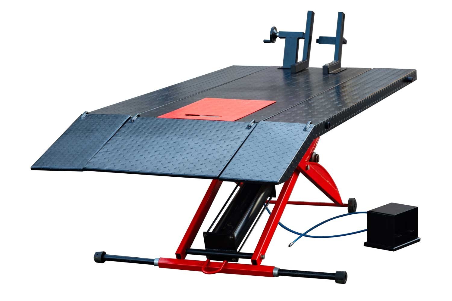 1100LB Air Operated Motorcycle ATV Lift Table XK MJ200 w/Side Extensions & Ramp