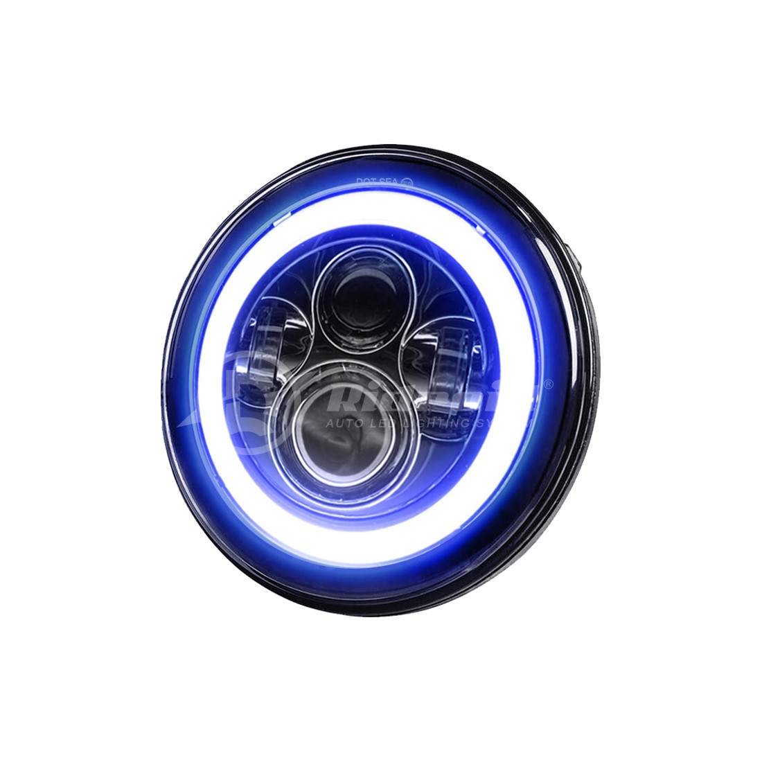 7″ LED Headlight Blue DRL Turn Light For Harley Cafe Racer & Indian Motorcycle
