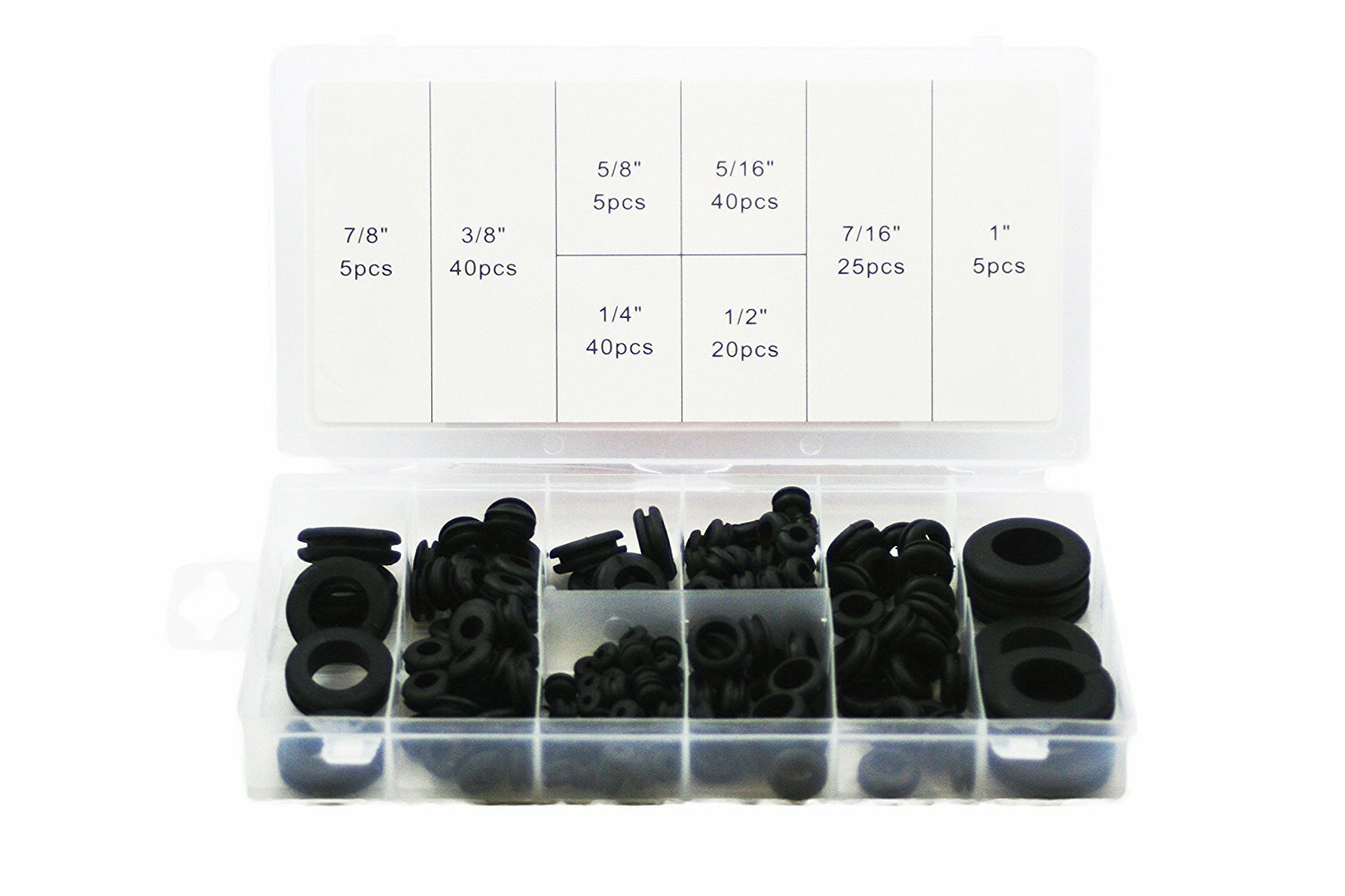 180-Piece Rubber Grommet Assortment Kit – Electrical Wire Firewall Hole Set