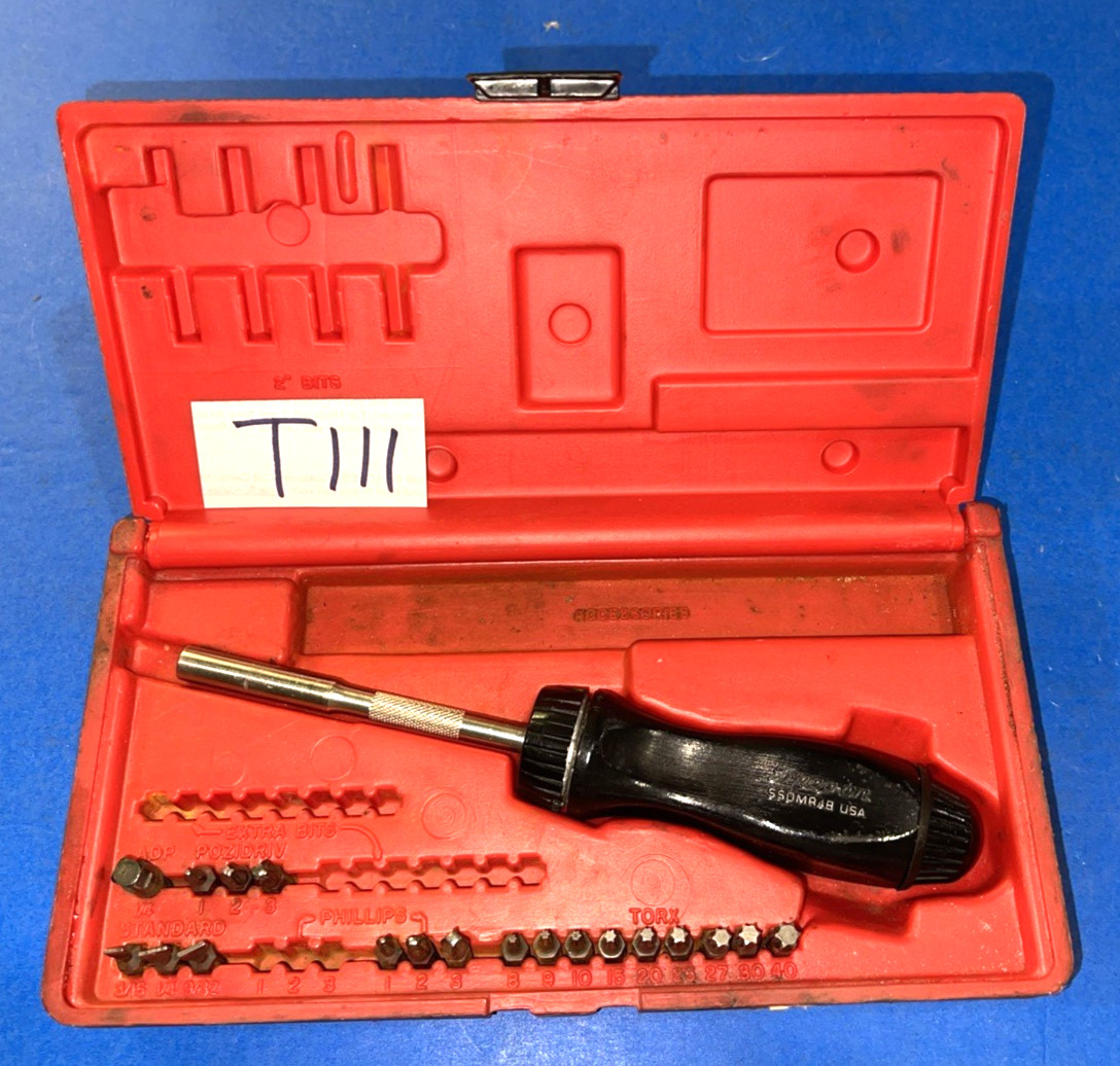 SNAP-ON TOOLS BLACK RATCHETING SCREWDRIVER IN A BIT KIT SHIPPED FREE IN THE US