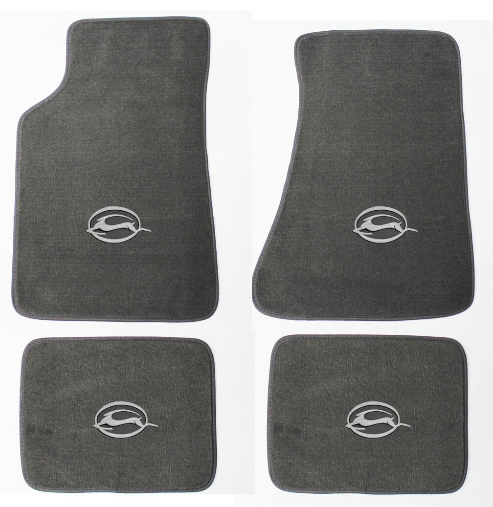 New! 1977-2020 Chevy Impala Carpet Floor Mats GRAY w/ Embroidered Logo Silver A