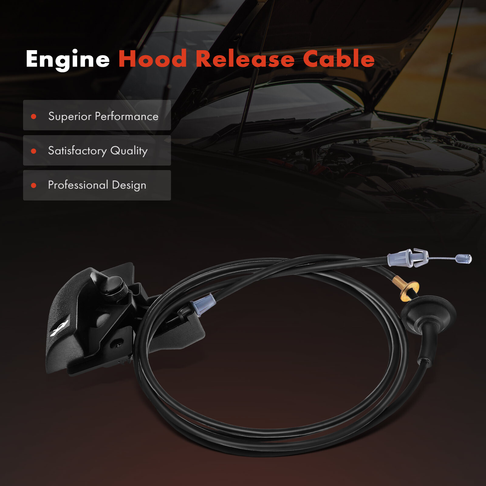 Hood Release Cable with Handle for Cadillac DeVille 2000-2005 Olds Buick Pontiac
