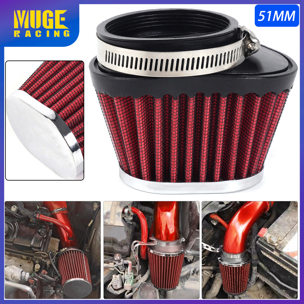 Universal Red 51mm 2inch Motorcycle Air Intake Filter Cleaner Pod Replacement