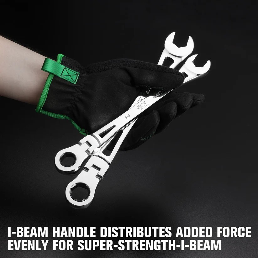 SK Hand Tools 80070 12 Piece Flex-Head X-Frame® Metric Ratcheting Wrench Set