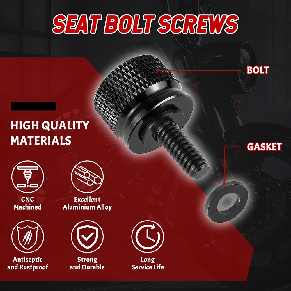 Knurled Fender Seat Bolt Screw Aluminum Fit For Harley Softail Dyna CVO 96-23