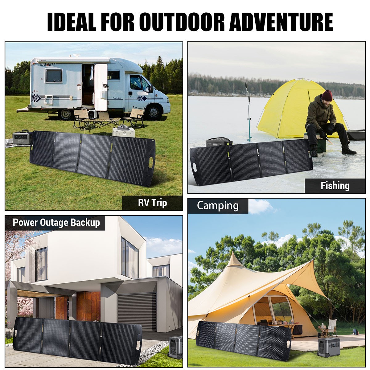 NEW IP65 Solar Panel Portable & Foldable 100W/200W/400W for RV Camping Home