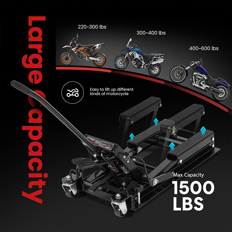 Motorcycle Hydraulic Pump Jack 1500 LBS ATV Dirt Bike Stand Scissor Lift Jack