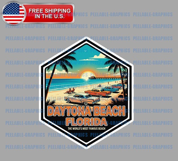 Daytona Beach Florida Bumper Vinyl Decal Sticker Souvenir Travel A