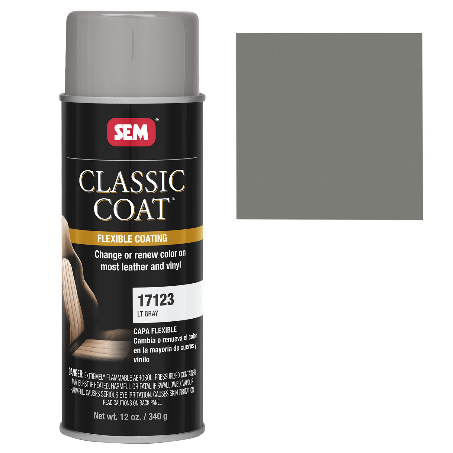 SEM CLASSIC COAT Paint Leather Vinyl Light Gray Aerosol 12 oz. Ea 17123