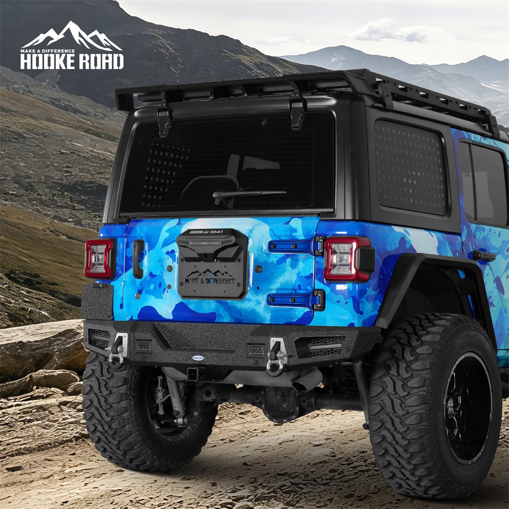 Off-Road Rear Bumper w/2” Hitch Receiver & LED Light For 18-26 Jeep Wrangler JL