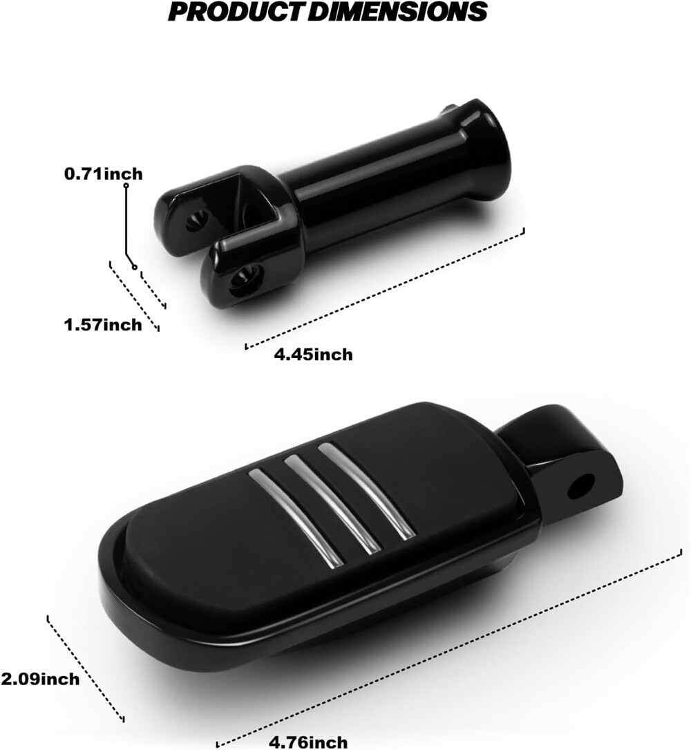 Softail Low Rider 2018-2024 Rear Passenger Black Foot Pegs w/ Mounts For Harley