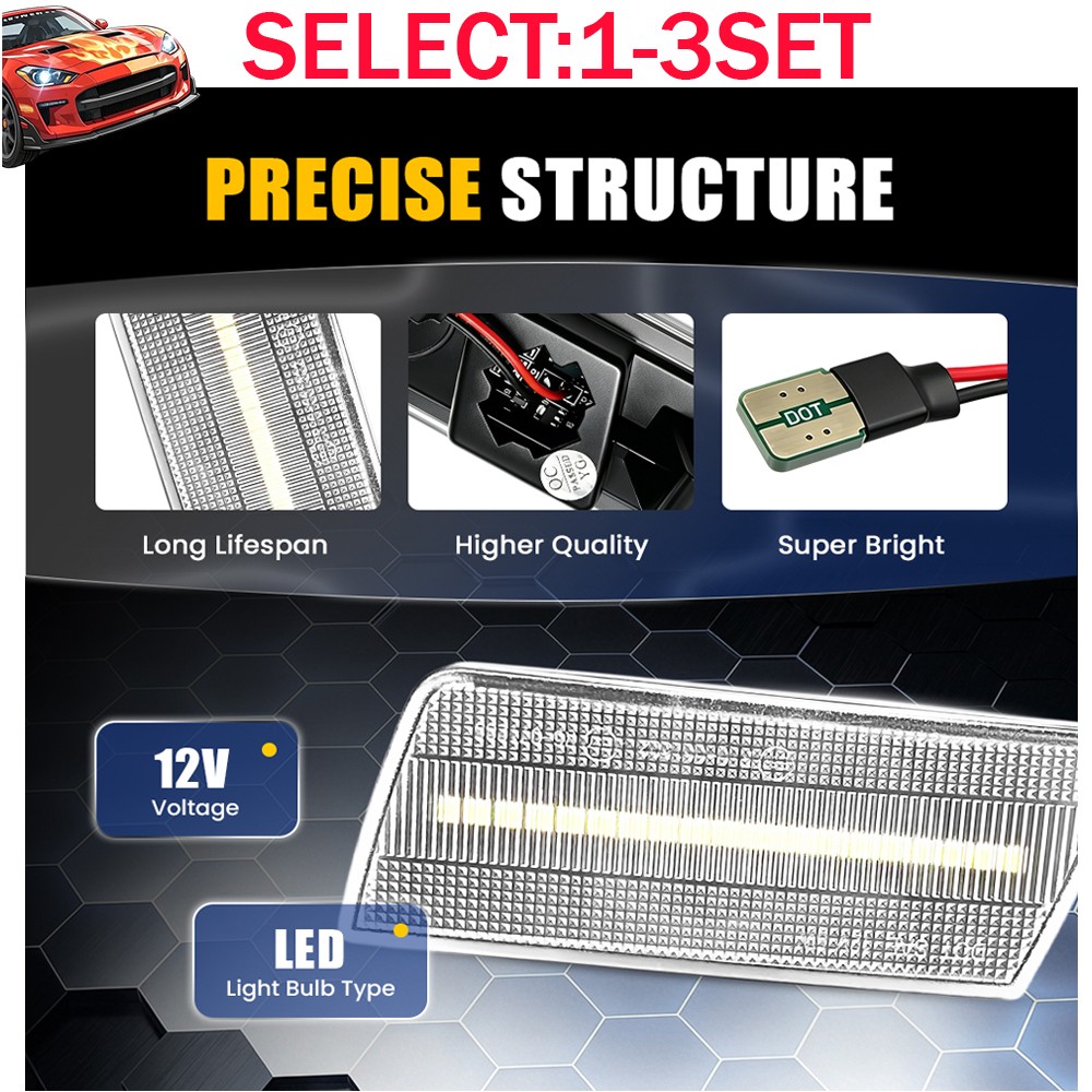 2-6X Clear White LED Side Marker Lights For 2005-09 2010 Chrysler 300 Front IP67