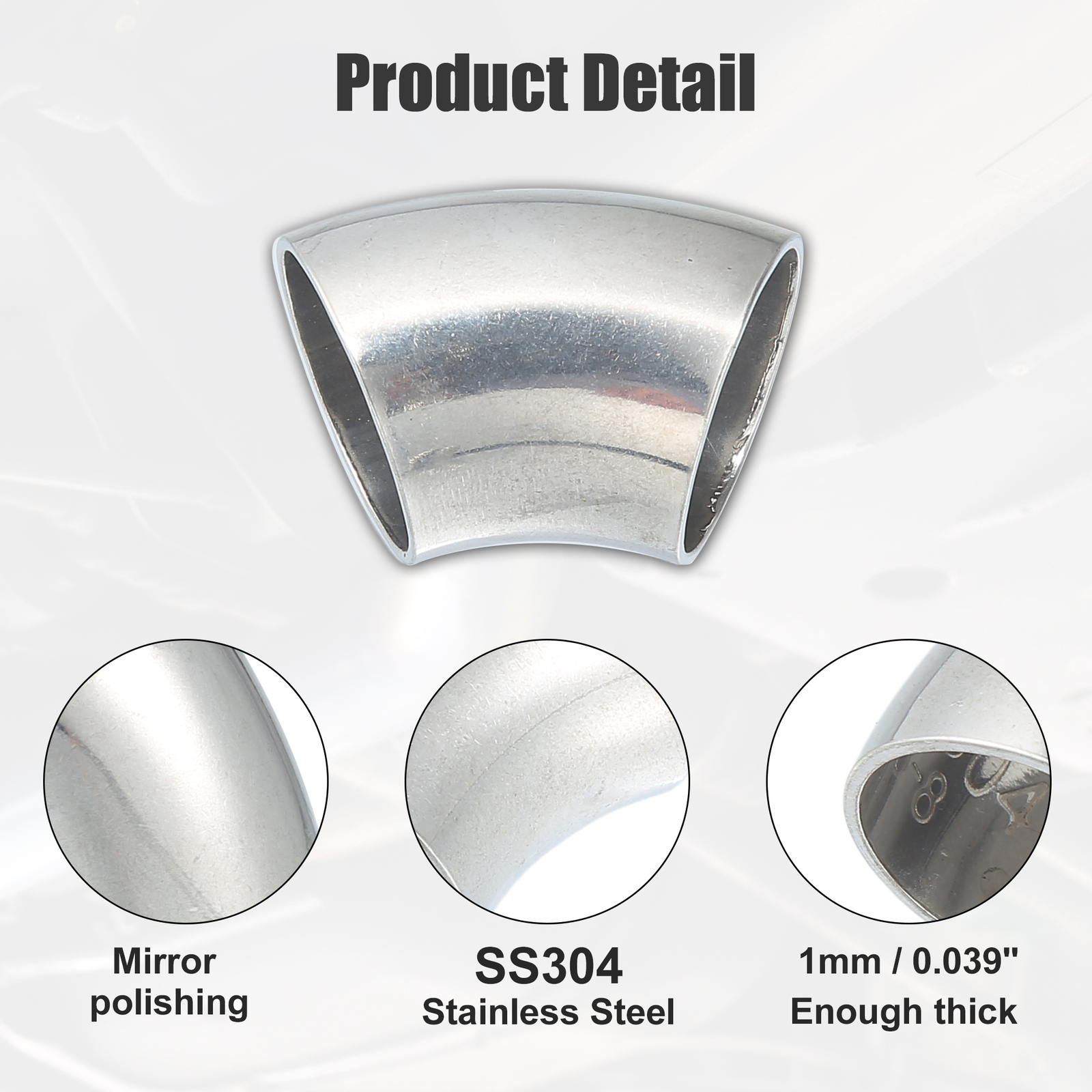 Pack(2) 45 Degree Mandrel Bend Exhaust Elbow Pipe SS304 Stainless Steel Tube