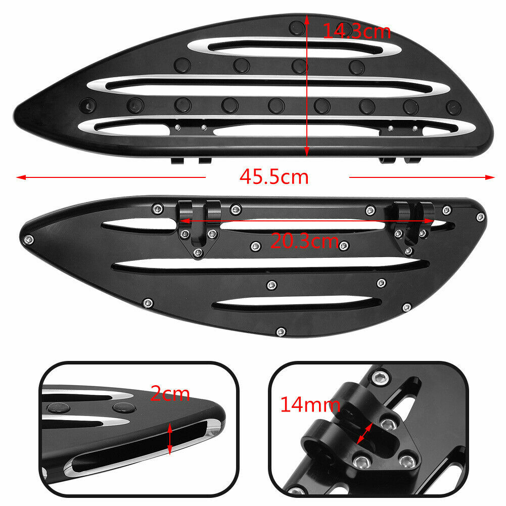 Driver CNC Cut Stretched Floorboards For Harley Touring Softail Dyna CVO Custom