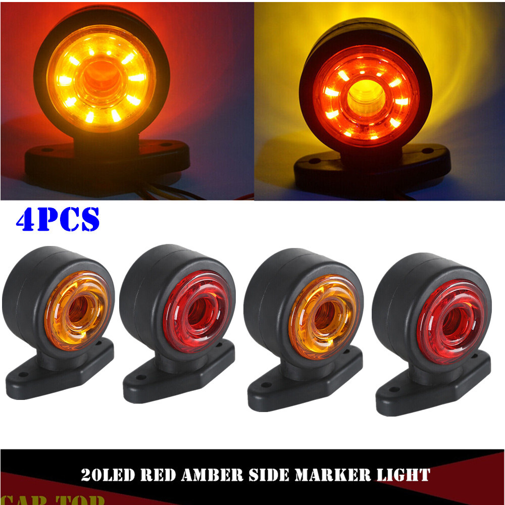 4x Red Amber 20LED Side Marker Lights Outline Lamp Car Truck Trailer Van 12-30V