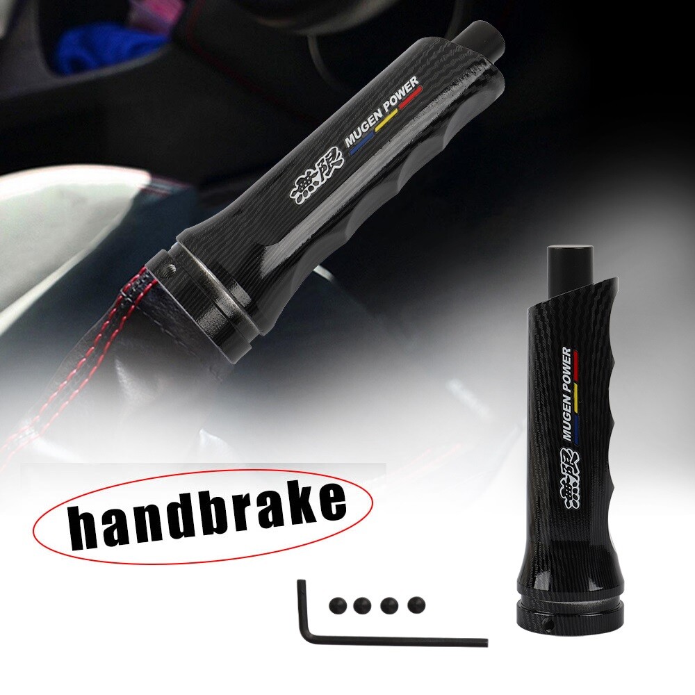 1PCS Mugen Carbon Fiber Aluminum Car Handle Hand Brake Sleeve Universal Fitment